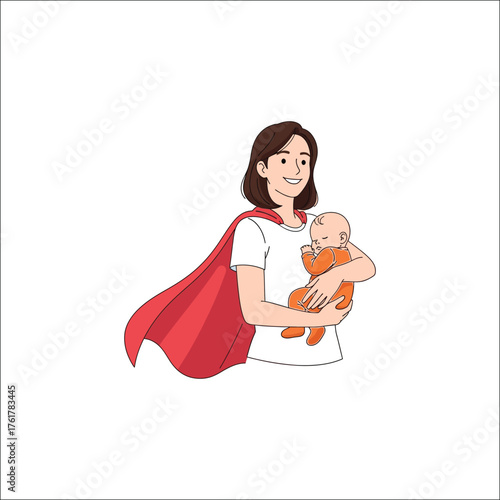 Abstract mother figure illustration isolated on white background