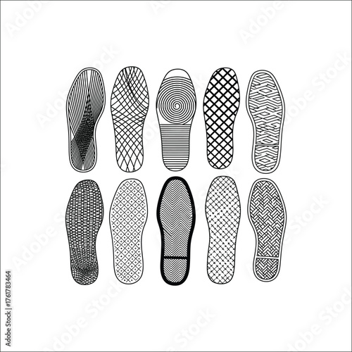 Detailed shoe sole design isolated on white background