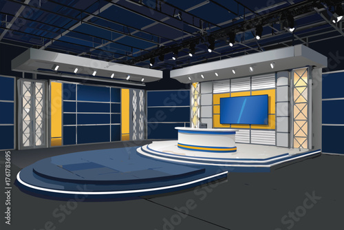 TV studio analyzes final match, broadcasting live.