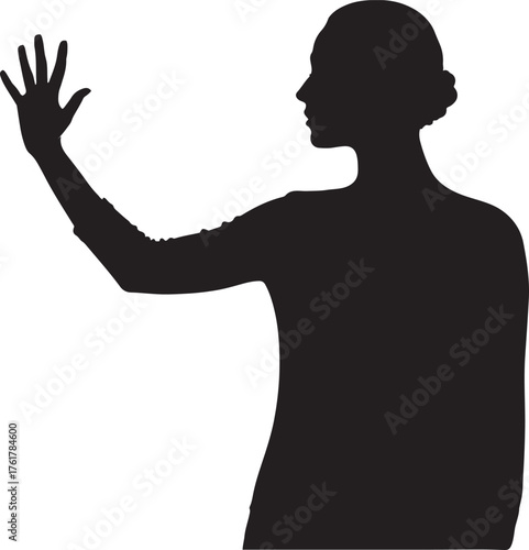 Empowering woman raising hand in celebration and success
