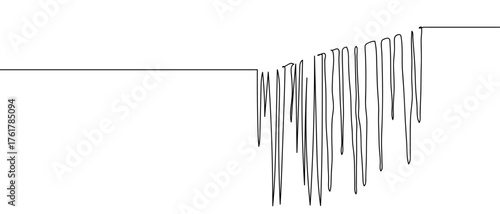 Ice spikes, continuous hand drawn line art on transparent background. One line continuous outline isolated vector illustration. Editable stroke