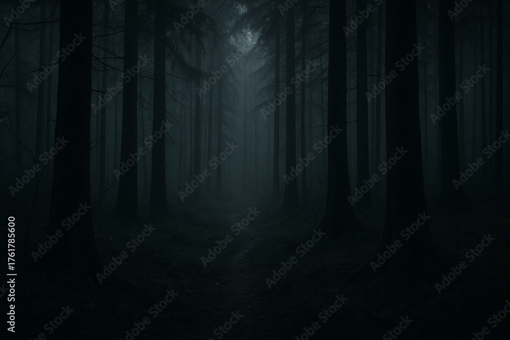 Fototapeta premium dark forest, at night