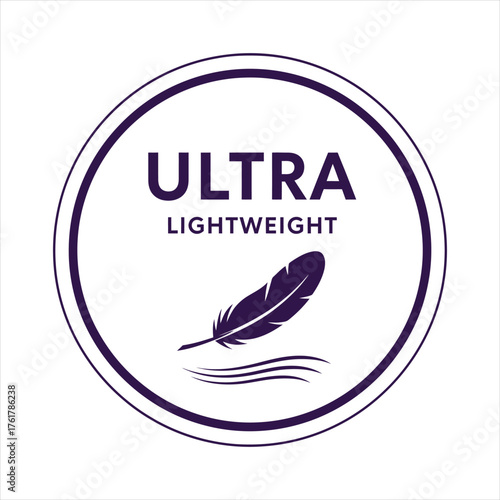 Light teal circular emblem with ultra and lightweight text isolated on white background