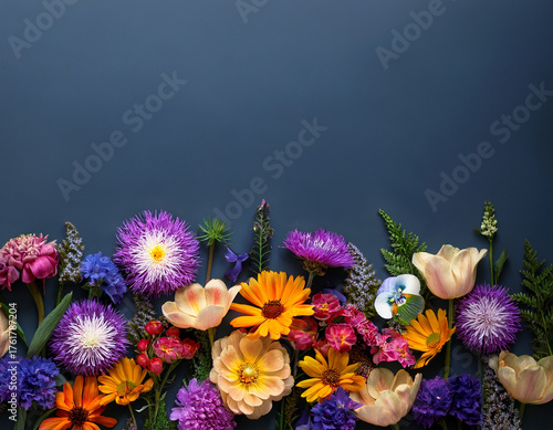 Vibrant Wildflowers Blooming on a Hillside in a Serene Natural Landscape