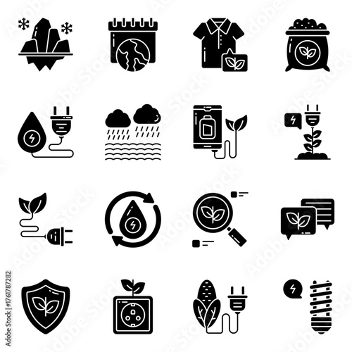 Set of Eco and Nature Solid Icons