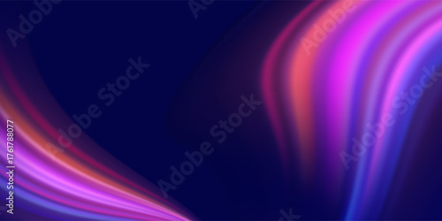 Lines in the shape of a comet against a dark background. Illustration of high speed concept. Motion light effect for banners. Curved light trail stretched upward. Fast speed car.