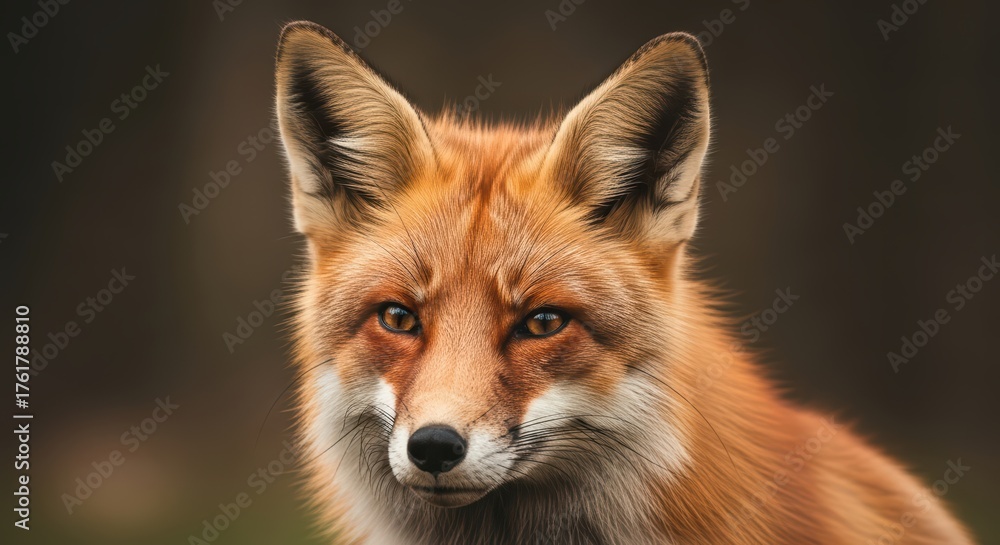 Fototapeta premium Majestic red fox staring intently in natural habitat