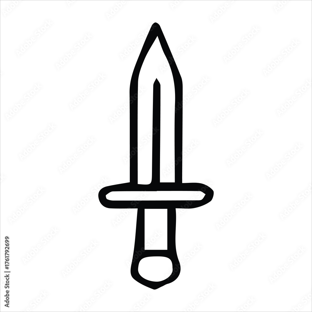Obraz premium Simple Sword Line Icon Vector Illustration
