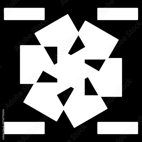 Black and white abstract geometric square pattern.
