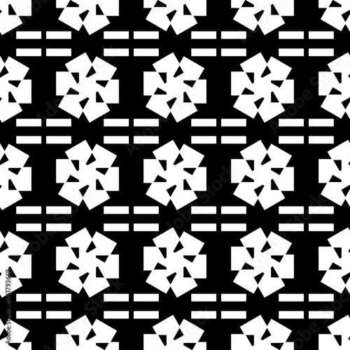 Seamless black and white geometric pattern design.
