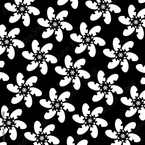 Seamless black and white abstract floral pattern.
