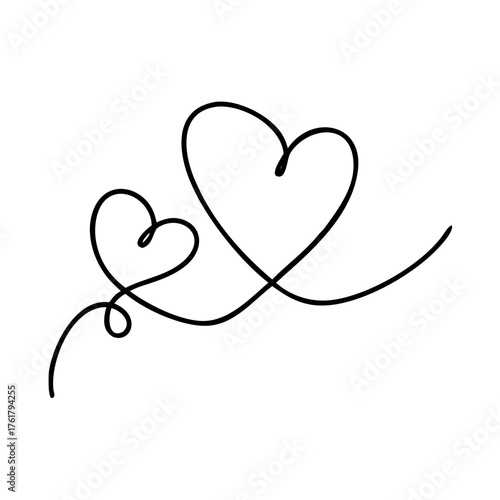 Two lovers heart. Handmade vector calligraphy. Decor for greeting card, mug, photo overlays, t-shirt print, flyer, poster design