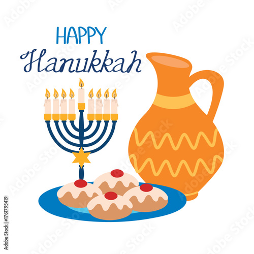 Traditional Hanukkah treats. traditional Israeli holiday baked goods on white background