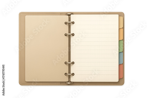 Open ring binder personal organizer with lined paper