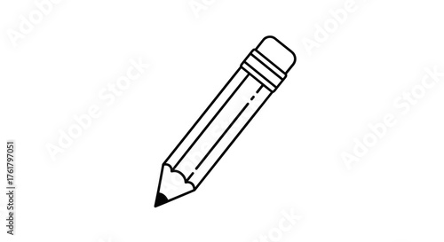 A simple hand-drawn illustration of a graphite pencil with an eraser on a white background.
