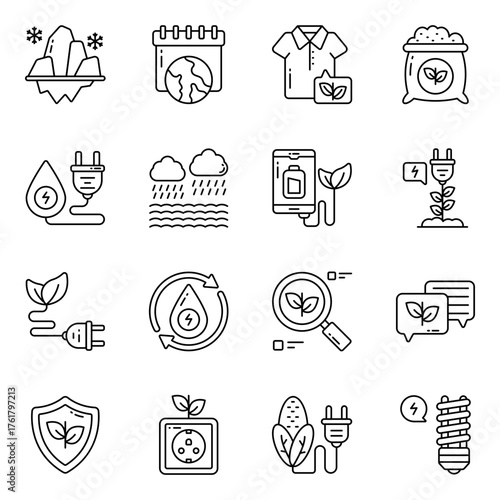 Set of Eco and Nature Line Icons