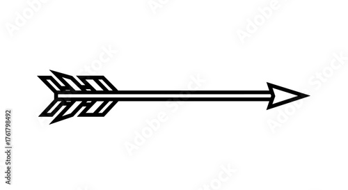 An illustration of a directional arrow symbol representing movement and progress in a simple graphic design.