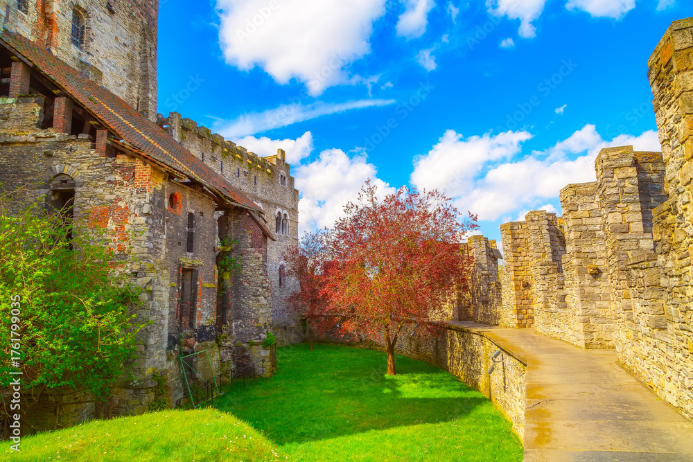 Obraz premium Gravensteen castle inside view in Ghent, Belgium