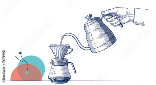 Pour over coffee preparation involving careful water pouring over grounds in a filter.