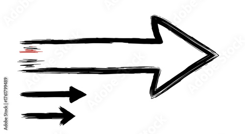 Three arrows pointing right with varying line weights and streaks indicating speed.