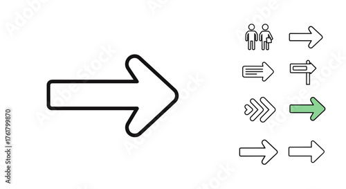 A collection of various arrow icons indicating direction and progression.
