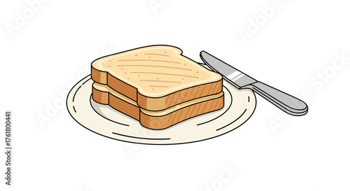 A simple and delicious peanut butter and jelly sandwich on a plate with a knife beside it ready to be eaten.