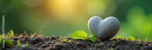 Serene Heart Shaped Object in Tranquil Nature Scene Meditation, Wellness, and Mindfulness