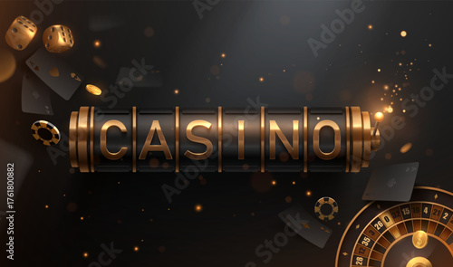 Casino banner in black and gold style