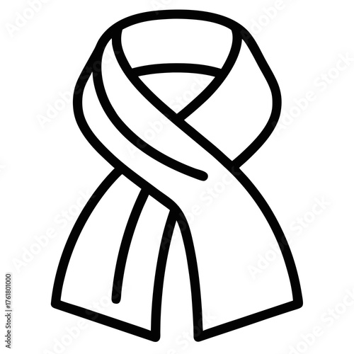 Black outline of a tied scarf without fringe neckwear