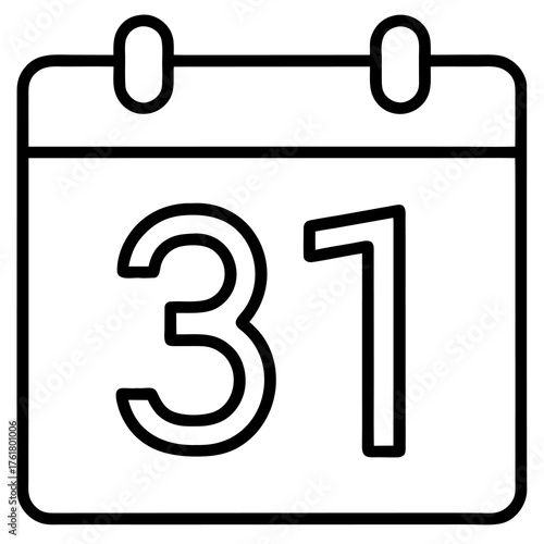 Calendar Page With Number 31 Icon date
