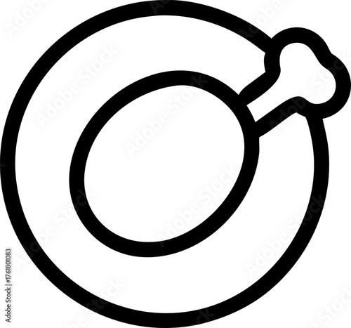 Chicken Leg on a Plate Icon Outline drumstick meat
