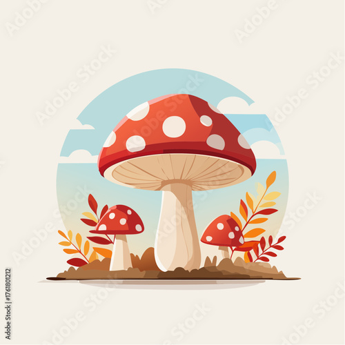 Champignons de forêt en design plat minimaliste