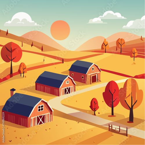 Paysage d’automne doré et paisible