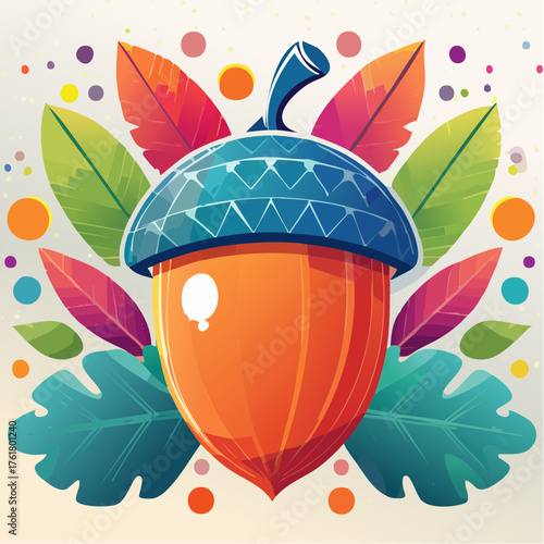 Glands et feuilles stylisés d’automne