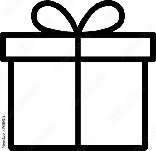 Gift box outline icon on white background Keywords: gift box, present, icon, symbol, graphic