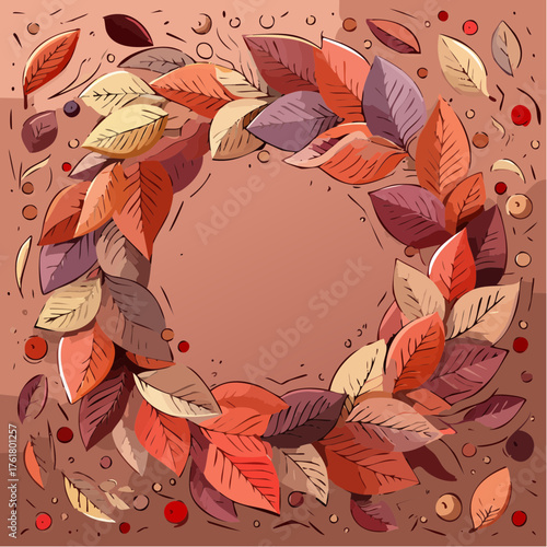 Couronne d’automne artisanale en style doodle