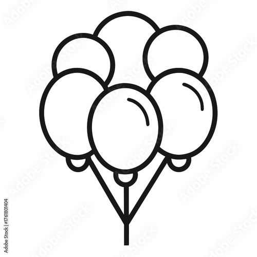 Outline Icon of Five Balloons on a String party celebration