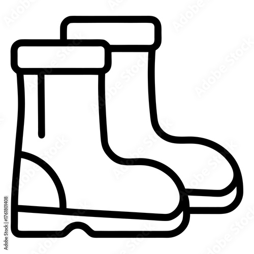 Pair of outline rubber boots for gardening or rain
