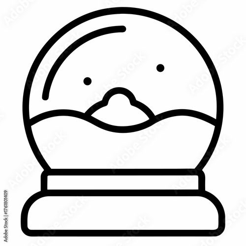 Outline of a snow globe with a landscape inside snowglobe
