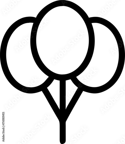 Outline Icon of Three Balloons on a String party celebration