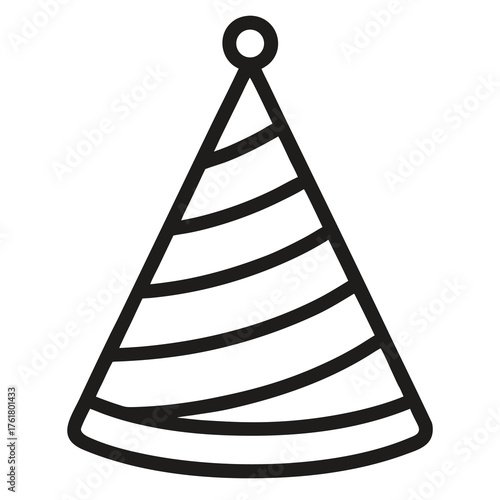 Party Hat Outline with Stripes celebration birthday
