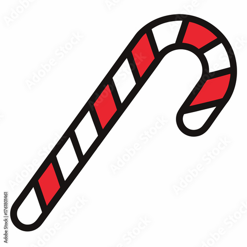 Red and White Striped Candy Cane Icon christmas sweet