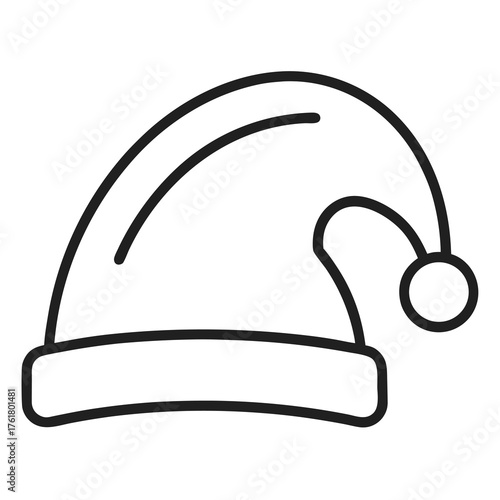 Santa Claus hat icon with pompom christmas holiday