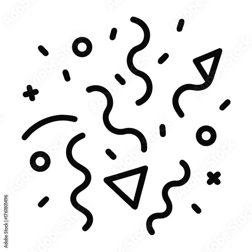 Scattered Confetti and Geometric Shapes Icon celebration