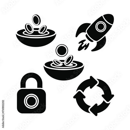 Futuristic Crypto Liquidity Pool Silhouettes with Jelly Contours.