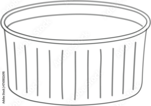 Ribbed ramekin baking dish line drawing