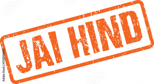 Patriotic Orange Grunge Stamp Design Declaring the Slogan Jai Hind for India