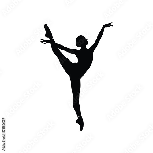 Graceful silhouette of a ballerina performing an arabesque ballet pose vector
