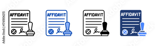Affidavit icon set multiple style collection
