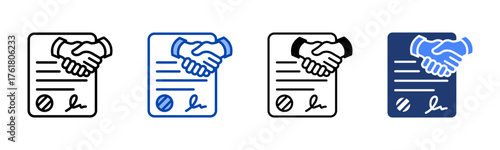 Contract icon set multiple style collection